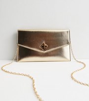 New Look Gold Metallic Chain Strap Clutch Bag